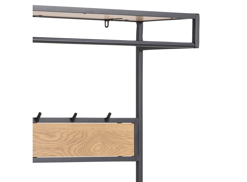 Kledingrek halmeubel Seaford wilde eik/zwart metaal 94144 schuin detail