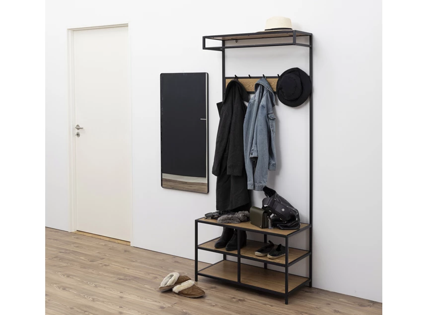 Kledingrek halmeubel Seaford wilde eik/zwart metaal 94144 sfeerbeeld