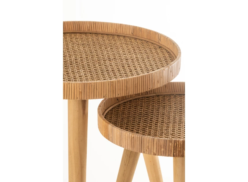 Bijzettafel tripod rotan naturel large 11160G detail duo