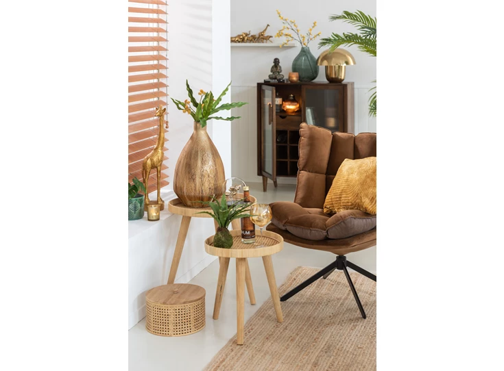 Bijzettafel tripod rotan naturel large 11160G duo sfeerbeeld