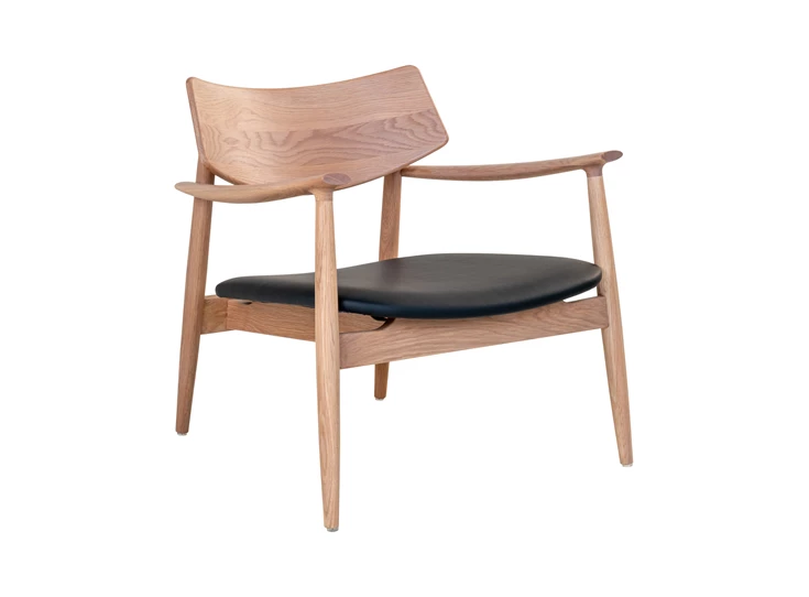 Loungestoel Olvera in eik/zwart lederlook 1101197 schuin vooraanzicht