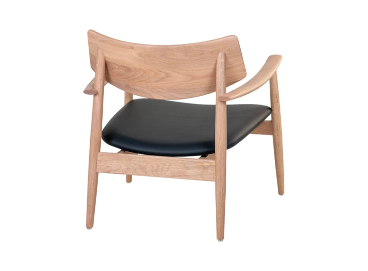 Loungestoel Olvera in eik/zwart lederlook 1101197 schuin achteraanzicht