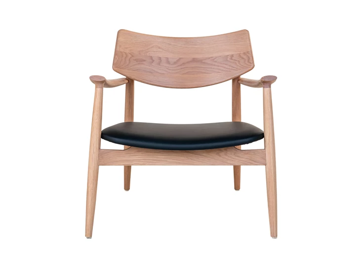 Loungestoel Olvera in eik/zwart lederlook 1101197 recht vooraanzicht