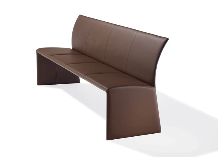 Zijkant Eetkamerbank Nobile 2510 leder bruin Draenert