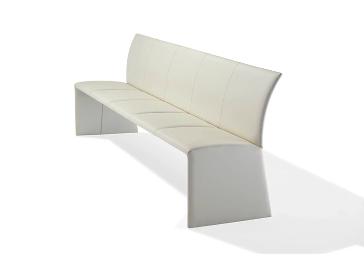 Zijkant Eetkamerbank Nobile 2510 leder beige Draenert