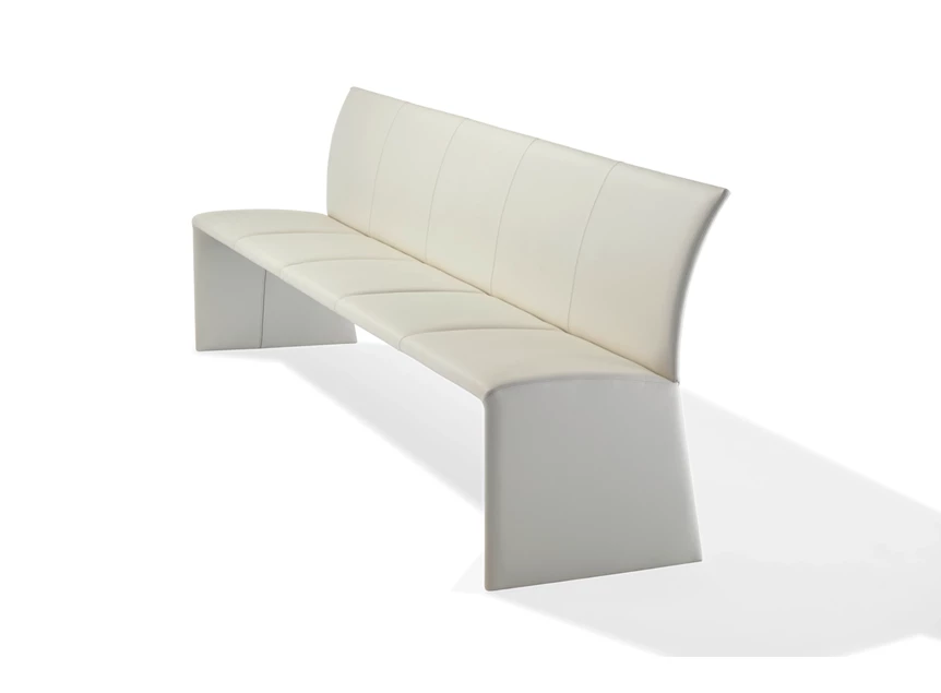 Zijkant Eetkamerbank Nobile 2510 leder beige Draenert