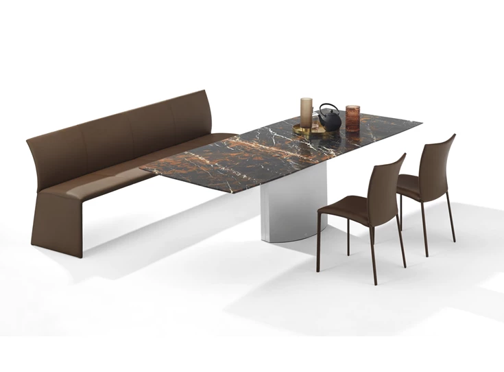 Sfeerfoto Eetkamerbank Nobile 2510 leder bruin Draenert