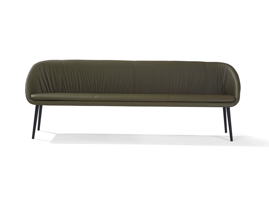 Front Eetkamerbank Dan 2520 leder donkergroen Draenert