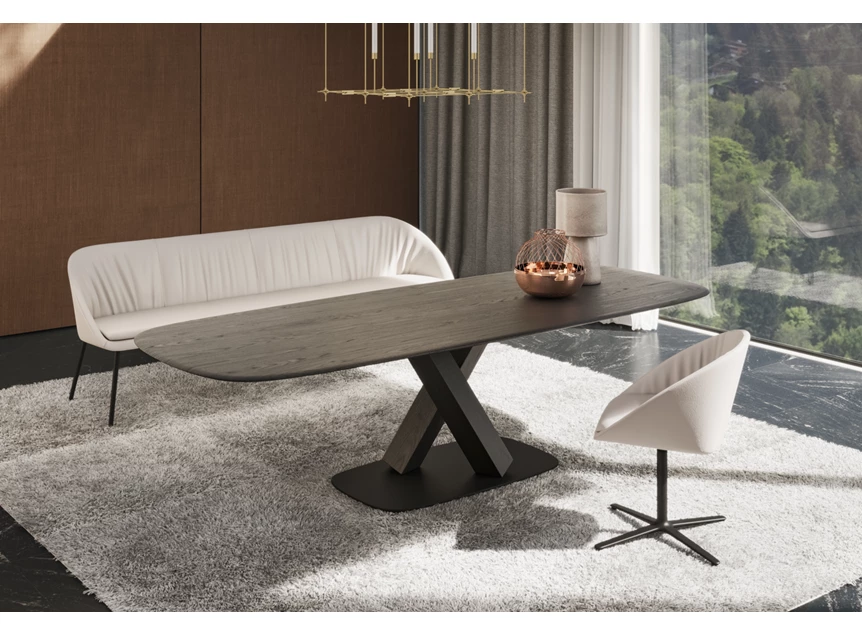 Sfeerfoto Eetkamerbank Dan 2520 leder wit Draenert