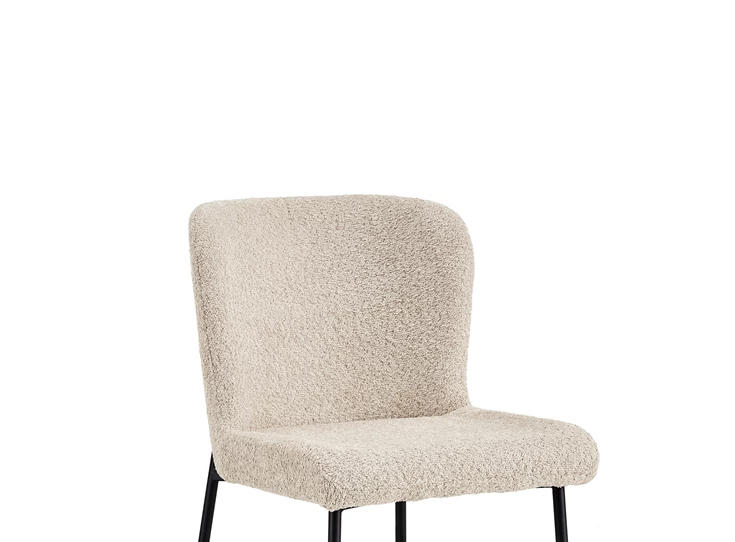 Stoel Lisa bouclé stof beige 9035-2-82.50 schuin vooraanzicht detail zitting