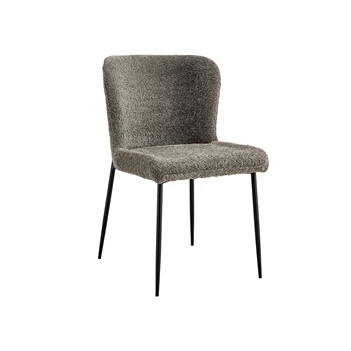 Stoel Lisa bouclé stof zand 9035-3-93.50 schuin vooraanzicht