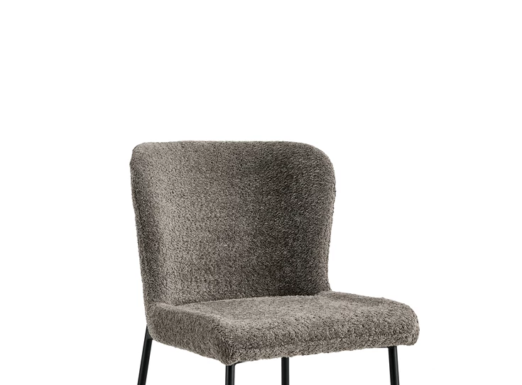 Stoel Lisa bouclé stof zand 9035-3-93.50 schuin vooraanzicht detail zitting