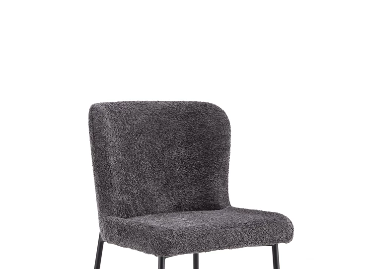 Stoel Lisa bouclé stof donkergrijs 9035-6-93.50 schuin vooraanzicht detail zitting