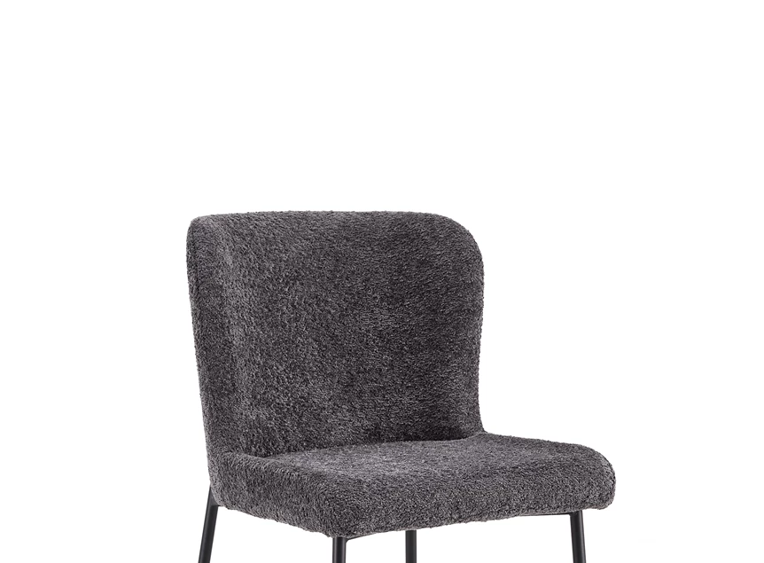Stoel Lisa bouclé stof donkergrijs 9035-6-93.50 schuin vooraanzicht detail zitting