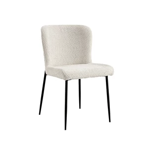 Stoel Lisa bouclé stof ecru 9035-1-93.50 schuin vooraanzicht