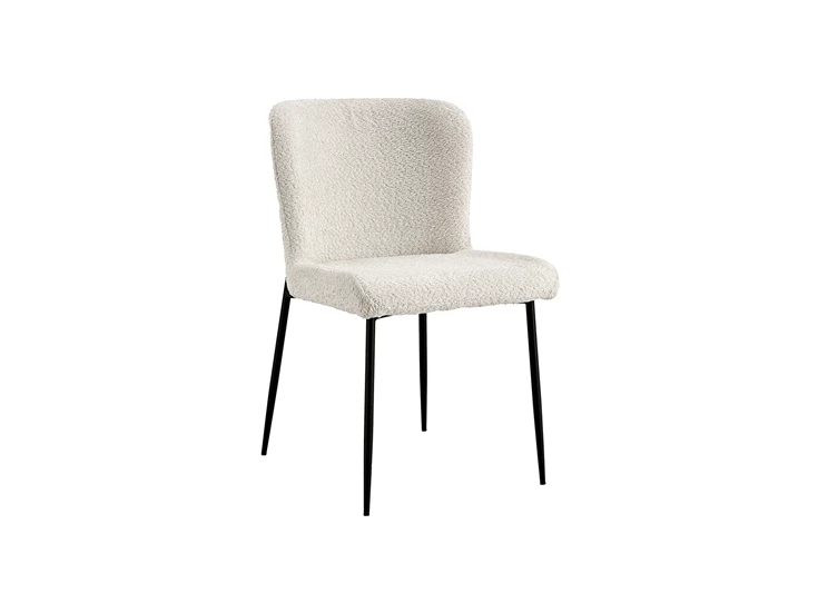 Stoel Lisa bouclé stof ecru 9035-1-93.50 schuin vooraanzicht
