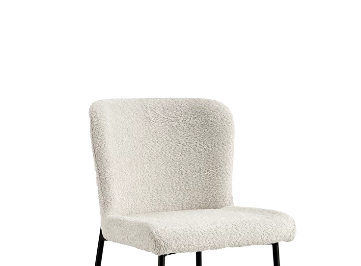 Stoel Lisa bouclé stof ecru 9035-1-93.50 schuin vooraanzicht detail zitting