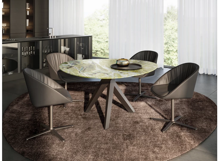 Armstoel Dan 2043 lage stervoet leder donker taupe Draenert