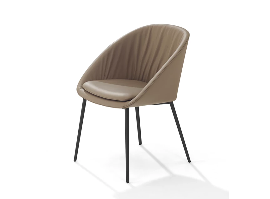 Armstoel Dan 2042 4 poot leder taupe Draenert