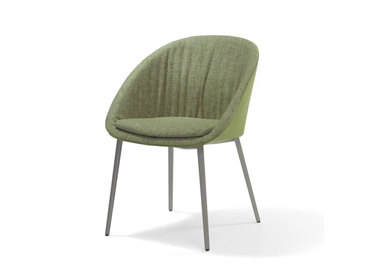 Armstoel Dan 2042 4 poot combi stof en leder groen Draenert