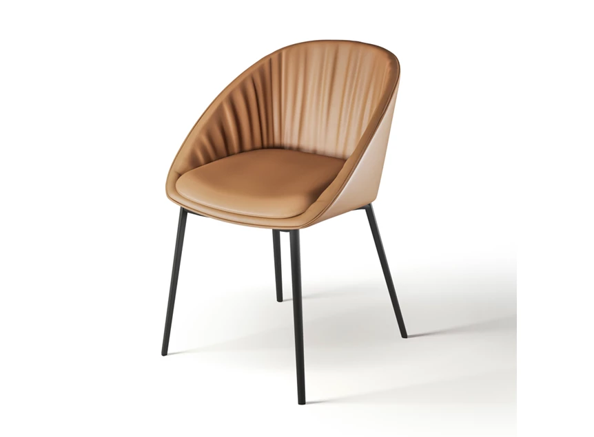 Armstoel Dan 2042 4 poot leder cognac Draenert