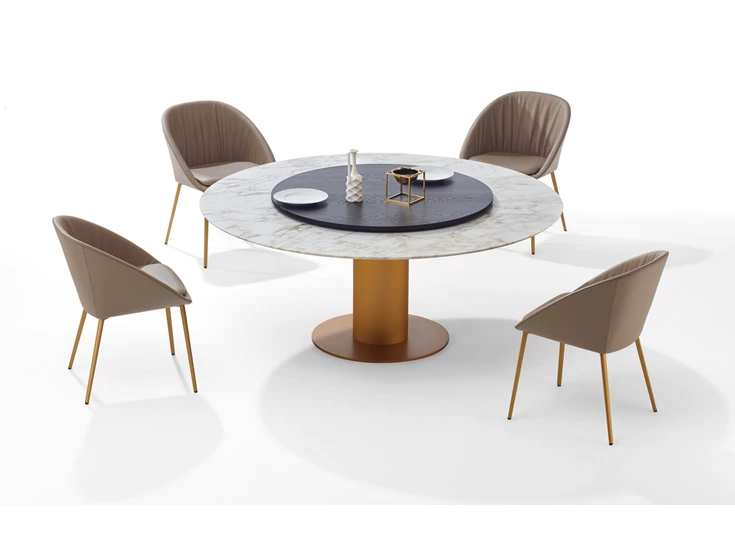 Armstoel Dan 2042 4 poot goudkleurig leder taupe Draenert