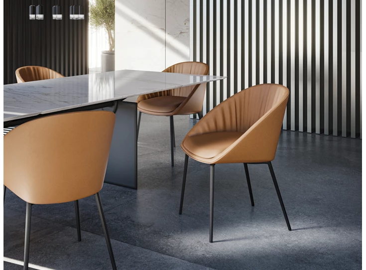 Sfeerfoto Armstoel Dan 2042 4 poot leder cognac Draenert