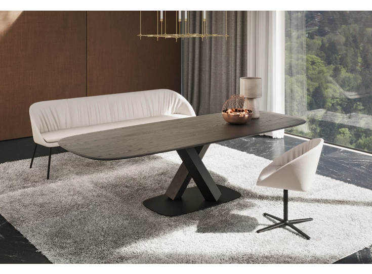 Sfeerfoto Tafel Stan 1485 massief hout eik dark oak Draenert