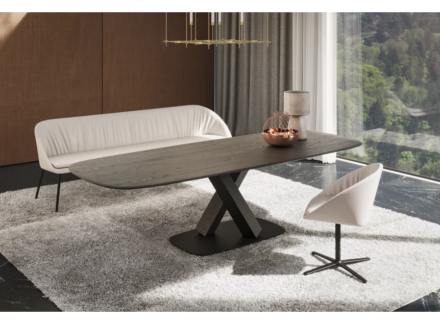 Sfeerfoto Tafel Stan 1485 massief hout eik dark oak Draenert