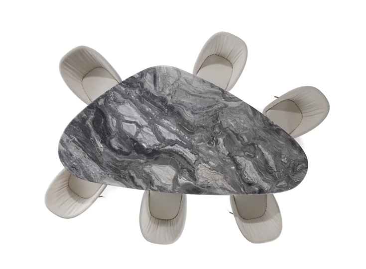 Bovenkant met stoelen Tafel Kent 1550 trilungo natuursteen Draenert