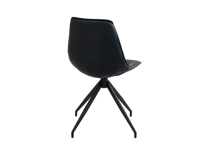 Stoel Monaco met draaibaar onderstel pu zwart 1001281 schuin achteraanzicht