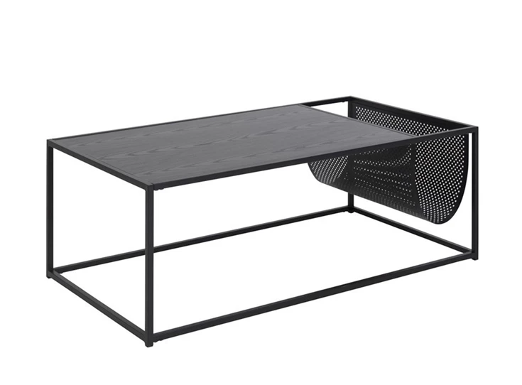 86766 seaford salontafel zwart magazinehouder schuin vooraanzicht