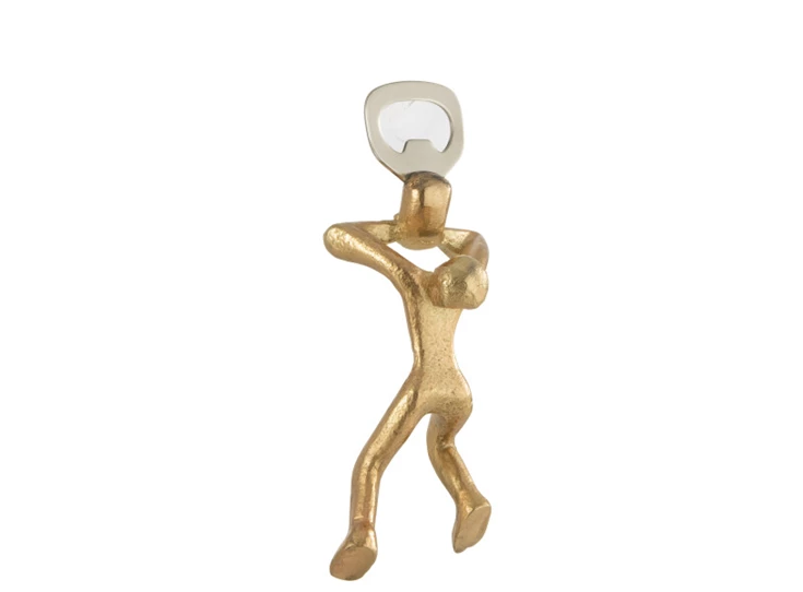 Flesopener Persoon Aluminium Goud (17X6X5CM)