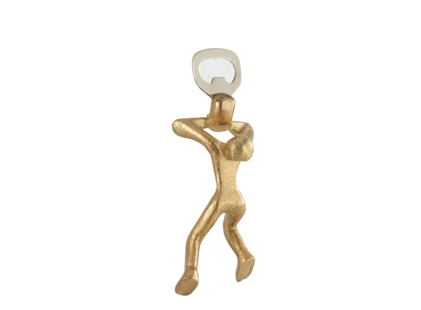 Flesopener Persoon Aluminium Goud (17X6X5CM)