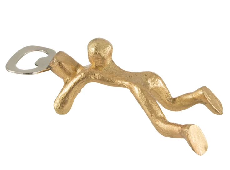 Flesopener Persoon Aluminium Goud (17X6X5CM)- liggend