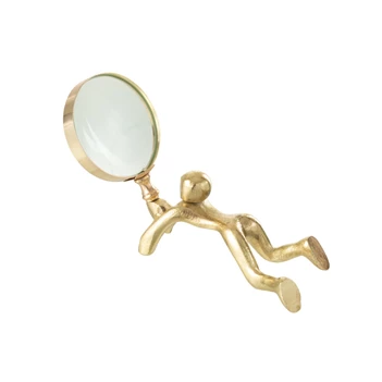 Vergrootglas Persoon Aluminium/Glas Goud (19X7,5X10,5CM)