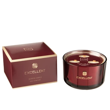 Geurkaars- excellent rose champagne- wijnrood- large- 40u- Ø14x9.5cm