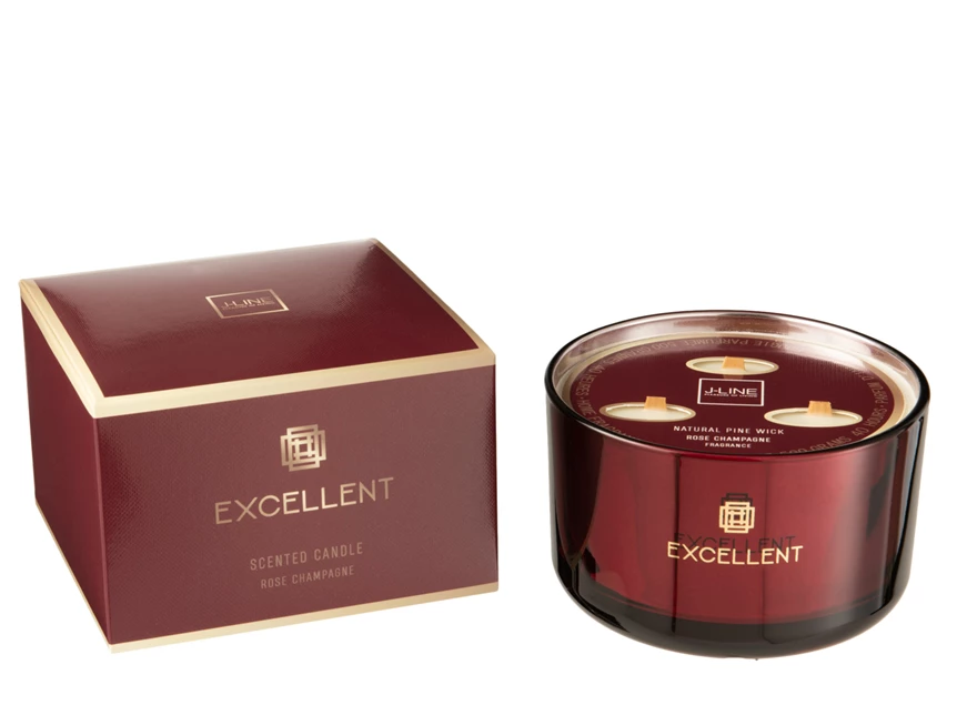 Geurkaars- excellent rose champagne- wijnrood- large- 40u- Ø14x9.5cm