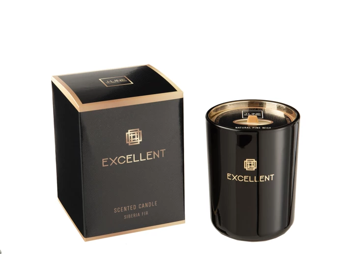 Geurkaars- excellent siberia fir- zwart- smal- 50u- Ø8x10.5cm