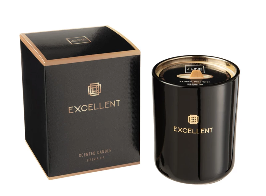 Geurkaars- excellent siberia fir- zwart- medium- 80u- Ø11x14.5cm