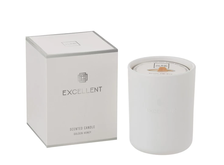Geurkaars- excellent golden honey- wit- medium- 80u- Ø11x14.5cm