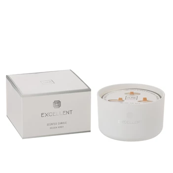 Geurkaars- excellent golden honey- wit- large- 40u- Ø13x9cm