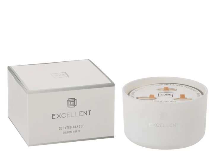 Geurkaars- excellent golden honey- wit- large- 40u- Ø13x9cm
