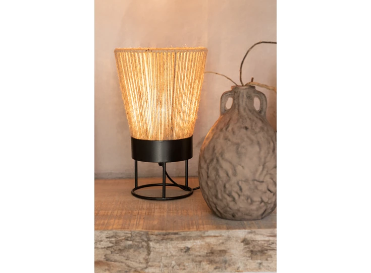 Tafellamp Nina- jute- beige- Ø18x28cm- sfeerbeeld