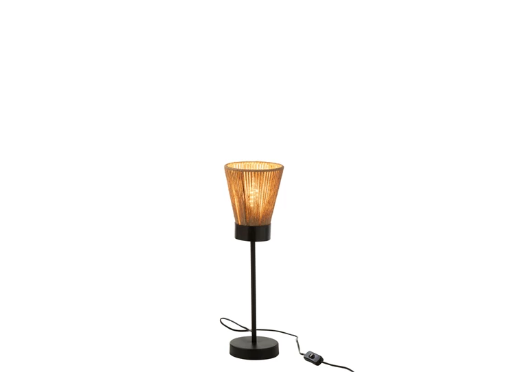 Staanlamp Luna- jute- beige- smal- Ø15x51cm- aan