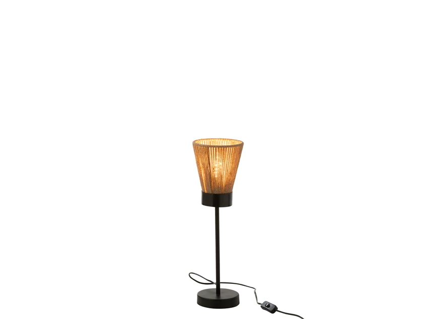 Staanlamp Luna- jute- beige- smal- Ø15x51cm- aan