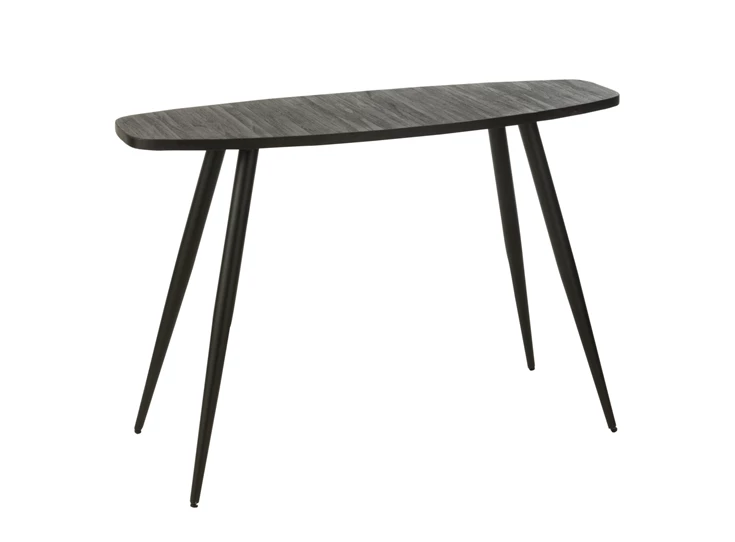 Console ovaal- gerecycleerd teak- zwart- (120x30x80cm)