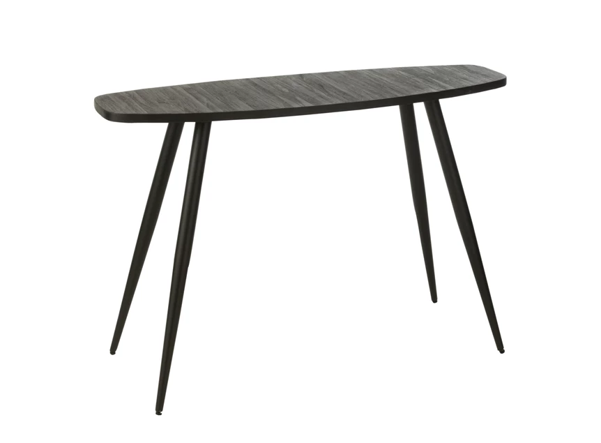 Console ovaal- gerecycleerd teak- zwart- (120x30x80cm)