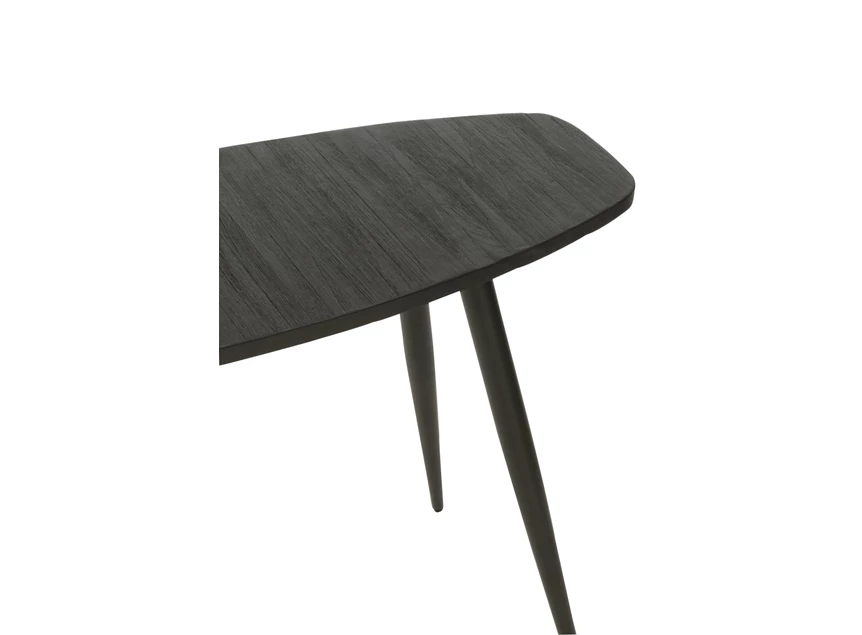 Console ovaal- gerecycleerd teak- zwart- (120x30x80cm)- detail boven