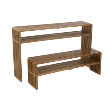 Set Van 2 Console Met Schap Gerecycleerd Teak Naturel (130x30x80cm)